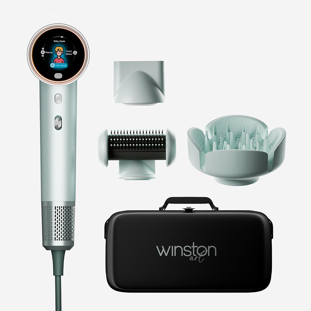 Winston Airizona High-Speed Ionic Hair Dryer with Plasma Technology, 110,000 RPM BLDC Motor, LCD Display, 6 Modes, 3 Attachments – Air Concentrator, Diffuser & Flyaway Tamer, Magnetic Nozzle, Thermo-Control for All Hair Types-picture-44