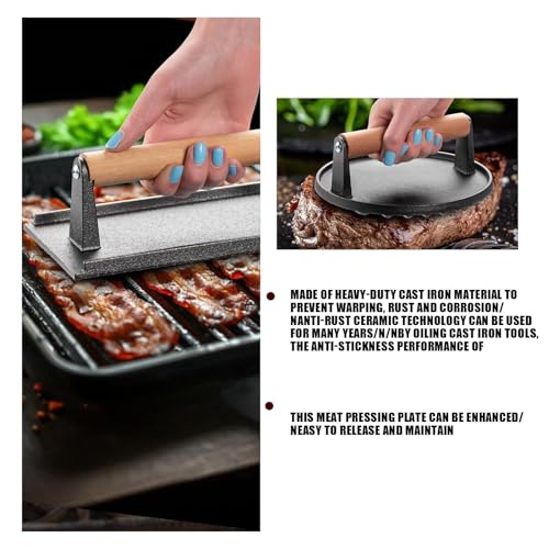 Presse à hamburger ronde ergonomique pour cuisson grill - 7