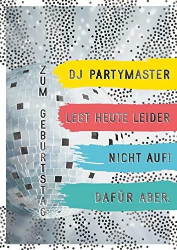 bentino MUSIK Carte d'anniversaire « DJ Partymaster » avec effet lumineux - Carte d'anniversaire amusante pour toutes les personnes avec humour Cover
