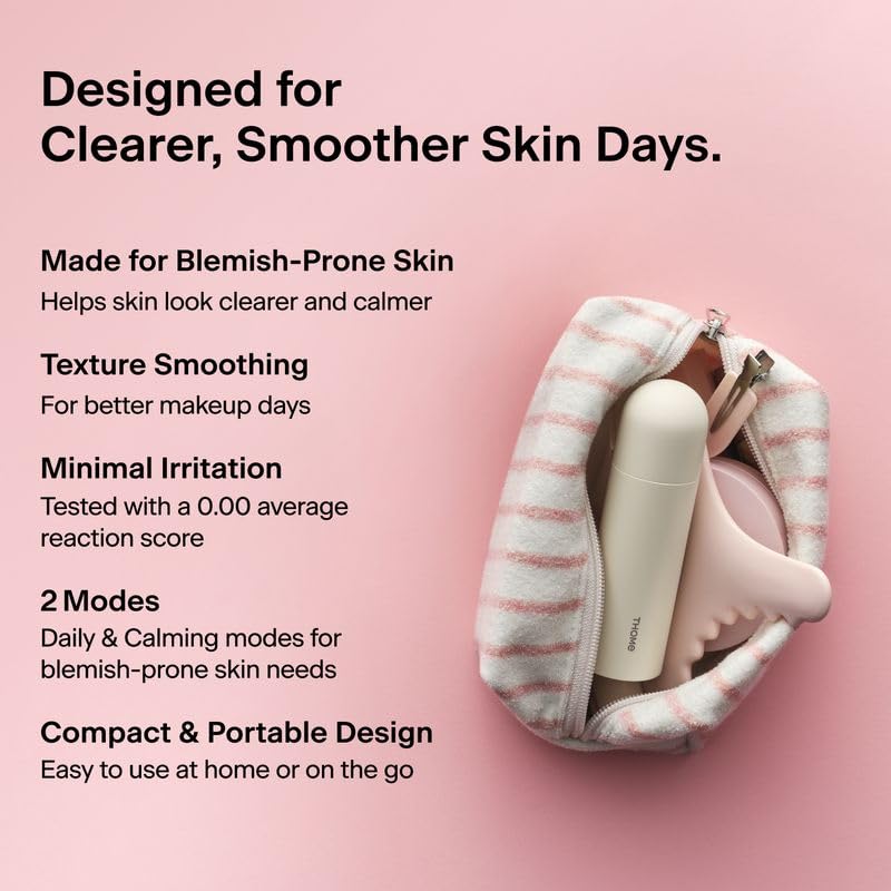 THOME TwentyUp Facial Massager Pink, Gentle At-Home Beauty Tool for Smooth-Looking Texture, Makeup-Ready Skin & Radiant Glow, Lightweight Daily Skincare Tool