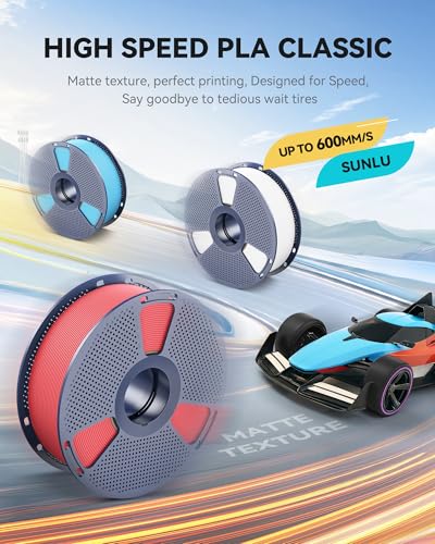 Image of SUNLU High Speed PLA Classic 3D Filament 1.75mm,600mm /s High Toughness PLA Filament,Matte Texture No-Tangling,Fit Most FDM Printers, Dimensional Accuracy + /- 0.02mm, 2kg Spool,(White+White)