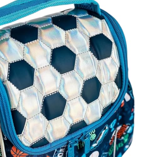 Image of Kids Double Decker Cooler Insulated Lunch Bag Large Tote for Boys, Girls, Men, Women, with Adjustable Strap (football-ln-bag-03)
