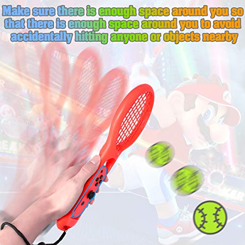 INFURIDER Tennis Racket Controller for Nintendo Switch Game,Hand Grip Game Controller Joy-Con Accessories Compatible for Nintendo Racket Sport Game Mario Tennis Ace.(2 Pack,Red & Blue) - Thumbnail 6