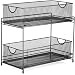 Halter Two Tier Mesh Storage Drawers Baskets for Laundry Kitchen Office Bathroom and more - 14" X 12.75" X 6.75" - Black