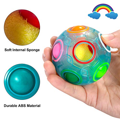 Vdealen Regenbogenball Set Magischer Puzzleball Zappelball Spiel Spaß Stressabbau Geschicklichkeitsspiele Pädagogische Spielzeug Denksport Ball Spielzeug Knobelspiel für Kinder Teens & Erwachsene