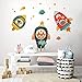 R00509 Adesivi Murali Soffice Effetto Tessuto Riposizionabile Astronave Spazio Decorazione Muro Bambino Neonato Cameretta Asilo Nido Carta da Parati Adesiva