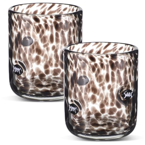 SiliFine 2 PCS Football Icon Glass Cups, Black