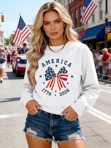 Image of PECHAR USA Sweatshirt Women American Flag Sweater 4th of July Shirts Patriotic Sweater Fourth of July Pullover