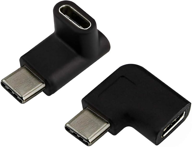 Oxsubor Adaptador USB C macho a hembra, conector de extensión tipo C en ángulo de 90 grados hacia derecha e izquierda y arriba y abajo para computadora portátil, tableta y teléfono celular (2 unidades)