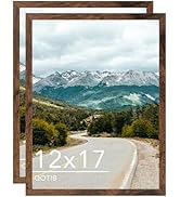 QOTIB 12x17 Picture Frame Deep Brown for Wall Hanging, Wood 12 x 17 Frame Photo Frame for Wall Ho...