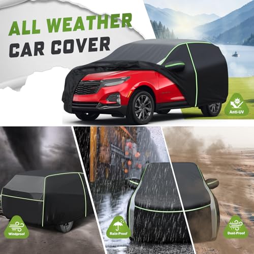 Image of Mixsuper Liner Car Cover for Chevrolet Equinox /GMC Terrain 2005-2026, 7 Layers Full Car Cover All Weather Car Covers for Chevy Equinox, Waterproof Outdoor Cover with Zipper Door Reflective Strips