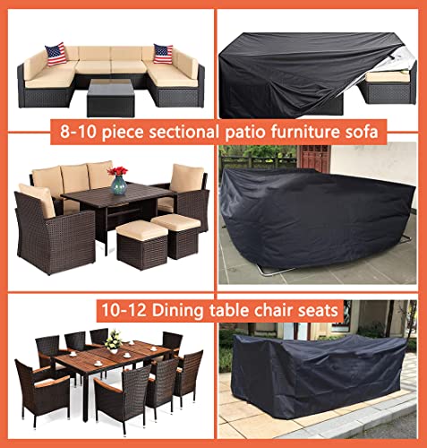 Oslimea Patio Furniture Cover Waterproof Outdoor Sectional Sofa Set Covers Heavy Duty Outdoor Rectangle Table And Chair Set Covers, Dust Proof Furniture Protective Cover Large 124" L X 63" W X 29" H #TOP3