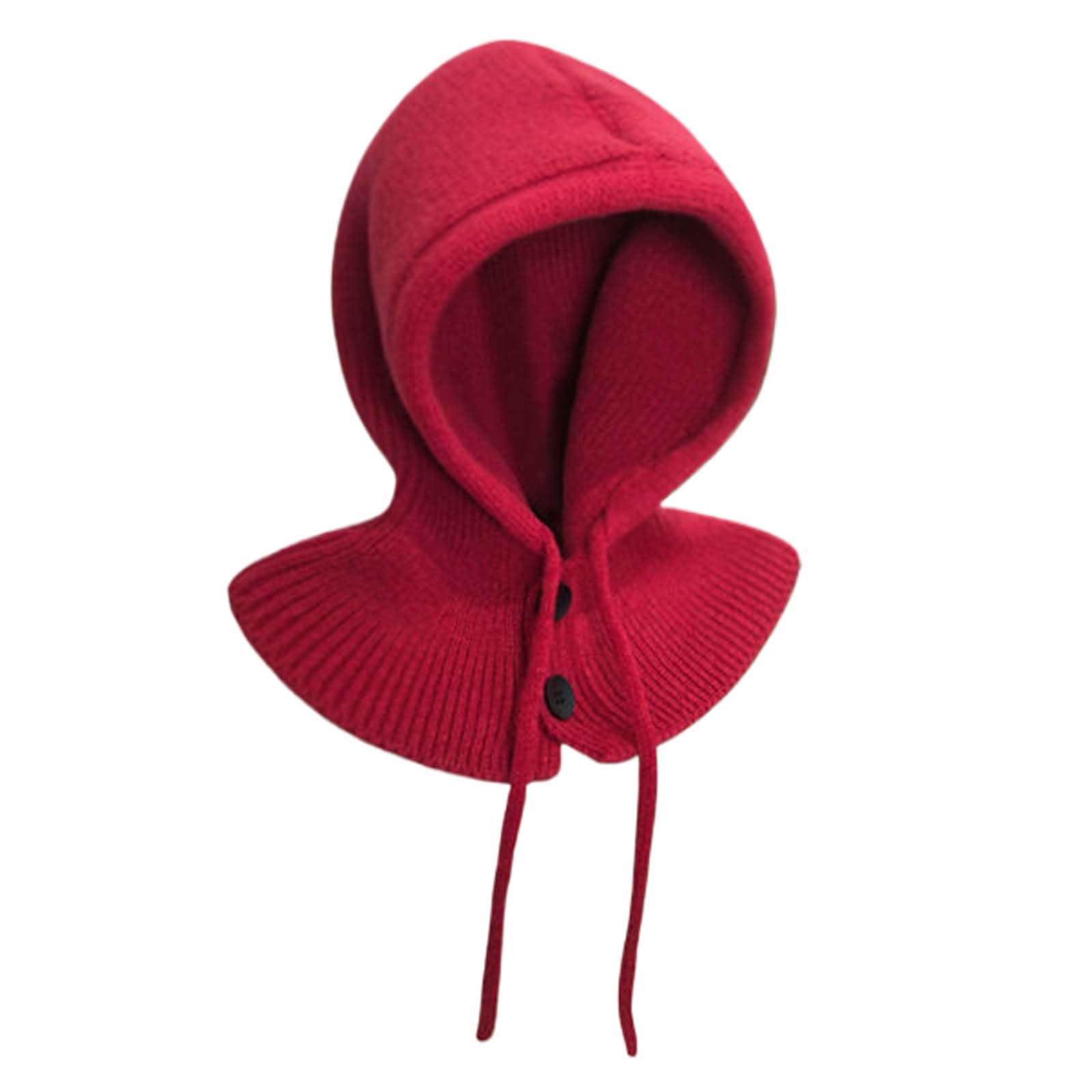 Winter Hats for Women Men,Warm Knitted Hat Wool Blend Hooded Scarf Hat for Women Balaclava Hat Snood Collar