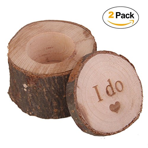 Juleya Boîte à Bague en Bois - Vintage Chic Lettre Imprimée Anneau Mariage Ecrin pour Mariage Anniversaire Engagement Cadeaux 2 Pièces