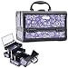 Aluminum Cosmetic Makeup Train Case - Organizer Box with Mirror Light Weight for Travel or Home Locking Portable Purple Floral