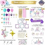 245 Pc Premium Unicorn Birthday Decorations for Girls Kit, All-in-1 Party Supplies Pack With Balloon Garland, Fringe Curtains, Foil Balloons, Backdrop, Crown, Sash - Pink, Purple, Teal, Gold - Image 3