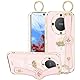 Yarxiawin Kompatibel mit Schutzhülle Honor Magic 5 Lite 5G Silikon stoßfest Armband Ständer Schutzhülle Honor Magic 5 Lite mit Ring Frauen Aesthetic Design Ahornblatt (Rosa)