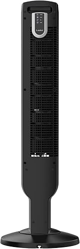 Vista 5 de Lasko Ventilador de torre oscilante, control remoto, temporizador, modo oscuro, 4 velocidades, para dormitorio, sala de estar y oficina, 36