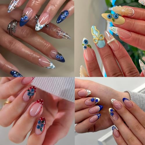 3D Blueberry Nail Charms, 100pcs Resin Fruit Nail Rhinestones and Gems, Cute Blueberry Nail Accessories for DIY Manicure Design, Nail Supplies for Artificial Natural Nails — view 3