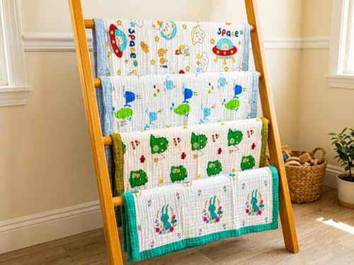 Image of DESYN 6 Layer Muslin Blanket for New Born & Kids| Swaddle Wrap| Bath Towel | 1 Pc | MIX PRINTS (110*110 cm)100% Cotton Multipurpose Ultra Soft Lightweight & Breathable Receiving Blanket