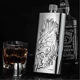 Lisansang Hip Flask Portable Flasque Grande capacité Haut de Gamme personnalité extérieure 500ml épaissie vin Blanc Bouteille d'alcool Ultra Léger et Portable (Couleur : Argent, Taille : 500ml)