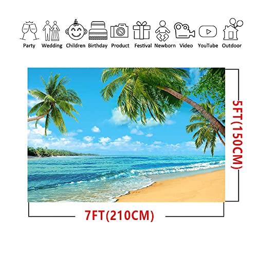 Tadergyue Hawaii Tropica Lsoft Sand In Blue Sky Baiyun Island Palm Holiday Sweethearts Adult Portrait Wedding Photo Backdrop Banner Studio Props Photo Graphy Background 7X5Ft #TOP4