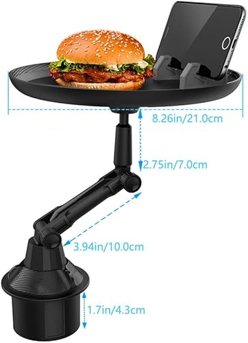 Miniatura 2 de Adaptador extensor 3 en 1 de brazo largo para portavasos de coche con bandeja, rotación de 360 grados, diámetro más ancho, soporte universal para