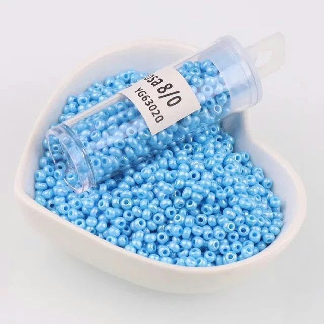 ORGEFY Perles rondes en verre de Couleurs naturelles, 2/3/4 mm, Haute Brillance, pour la Fabrication de Bracelets et de Bijoux, YG63020, Bleu lac, 2 mm, 1 200 pièces