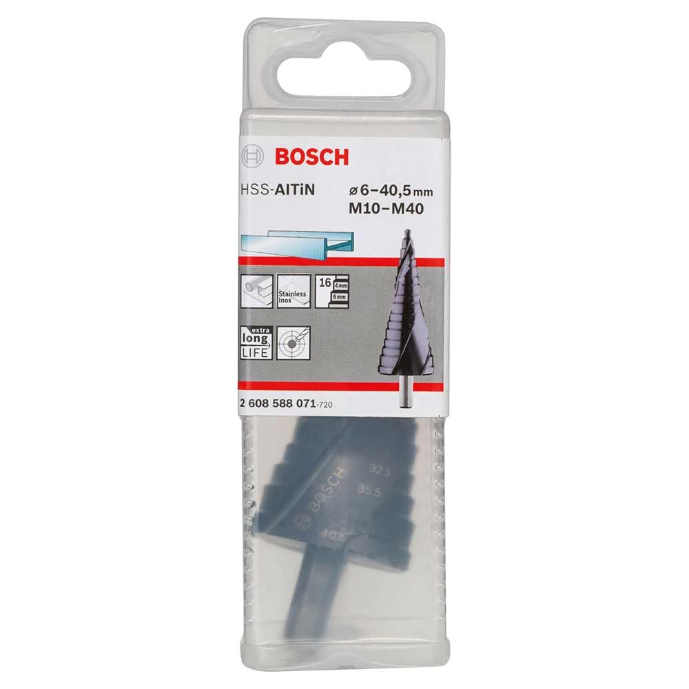 Bosch Accessories 2608588071 Fraise étagée queue 3 pans pour presse-étoupes Longueur 125,5 mm Exécution HSS-AlTIN