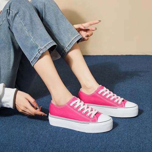 Image of hash bubbie Womens Platform Canvas Sneakers Tennis Shoes | low top non Slip on walking breathable casual comfortable fashion lace up