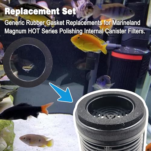 Image of xcivi 4PCS Foam Gaskets for Marineland Magnum ML90770 Canister Filter | 1.5in center bore, 2in OD 1 /8in thick, fresh & salt water safe, tool-free install, durable than stock seal