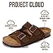 Project Cloud 100% Genuine Leather Mens Sandals - Memory Foam Insole & Cork Footbed Slides for Men Footwear - Non-Slip Summer Sandals for Men & Lightweight Mens Slides (Heritage, CHOCSUEDE,11.5)