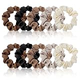 Satin Hair Scrunchies for Women, 10 Pack Neutral Satin Hair Ties Ponytail Holder Hair Accessories fo