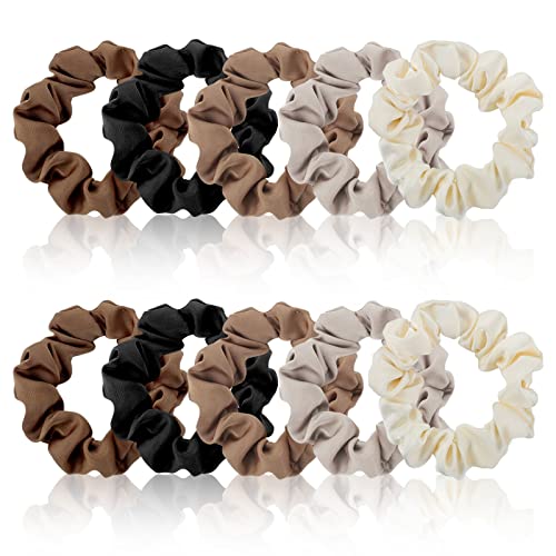 Satin Hair Scrunchies For Women, 10 Pack Neutral Satin Hair Ties Ponytail Holder Hair Accessories For Women Girls Gifts #TOP9