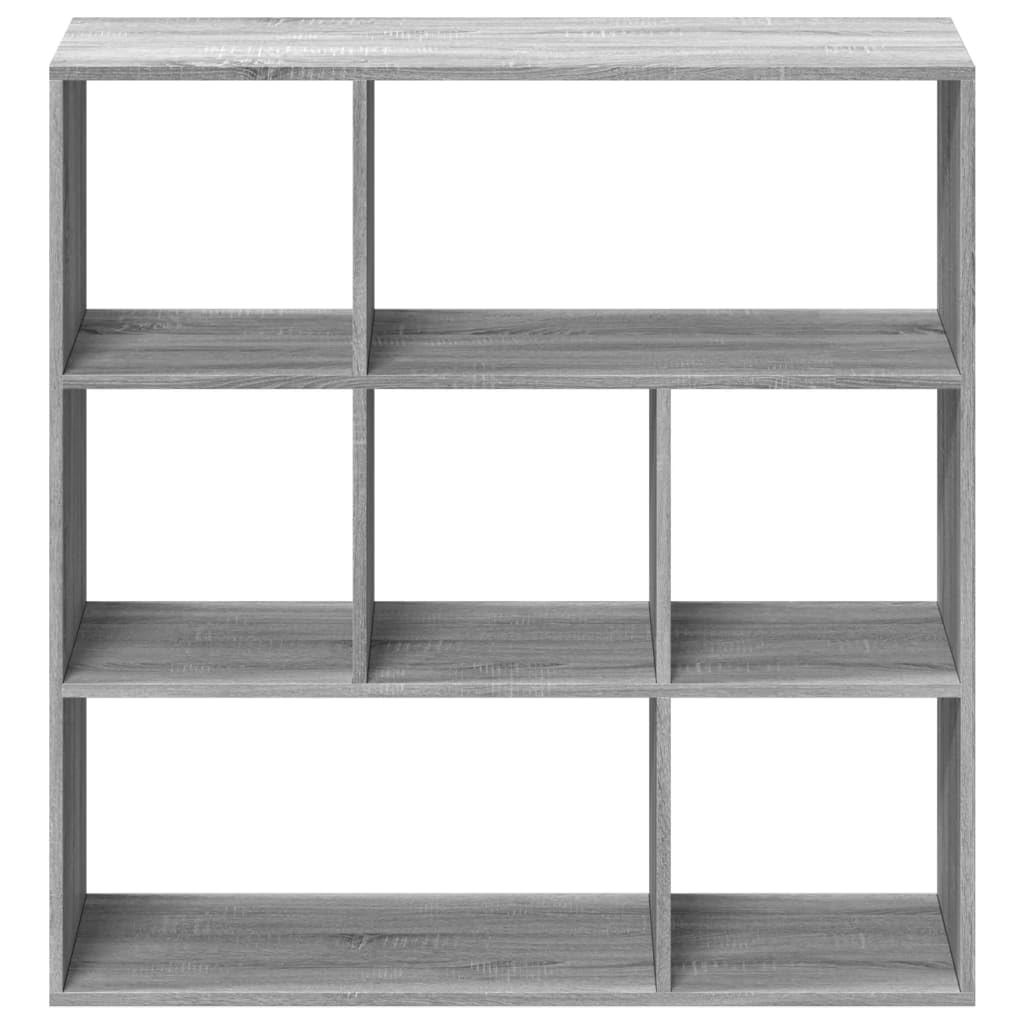 Regał na książki Sonoma, szary, 102 x 29 x 103,5 cm, materiał drewnopochodny, 7 przegródek, uniwersalny organizer Cube Storage do salonu, biura