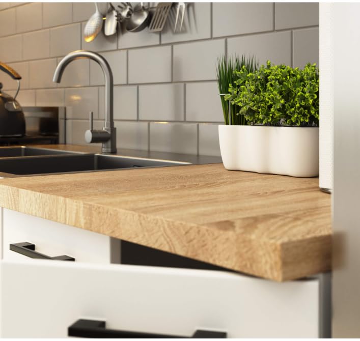 BDW - Küchenschrank - Schrank Küche mit Türen und Arbeitsplatte - Schrank 80 cm breit, 85 cm hoch - Küchenschränke Einzeln, Küchenmöbel Einzelteile (Weiss)