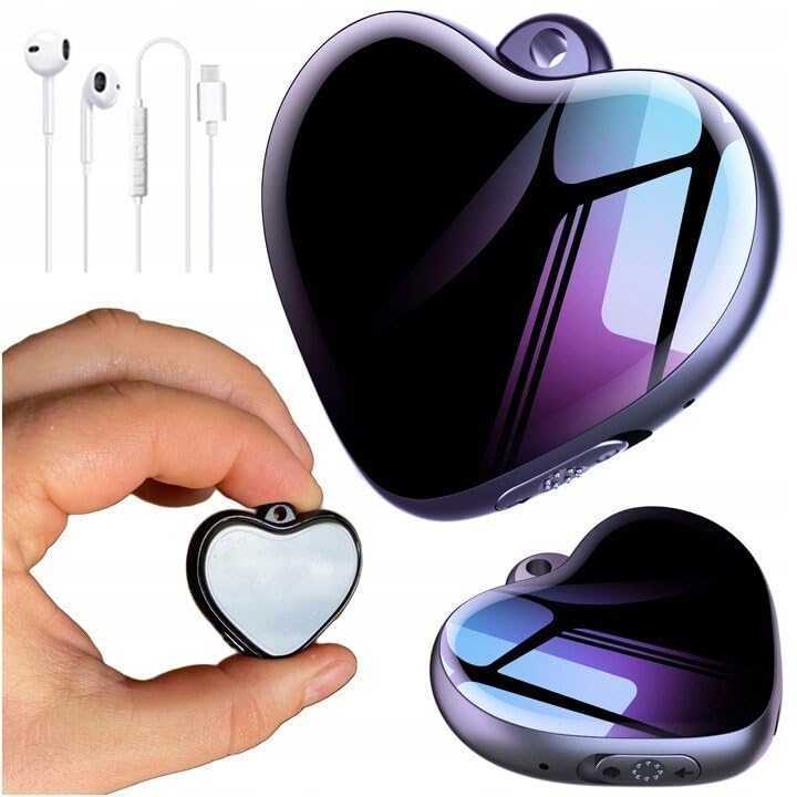 Dictáfono Q66 en Forma de Corazón | USB 8GB | Audio HD 3072kbps, Reducción de Ruido, activación por Voz
