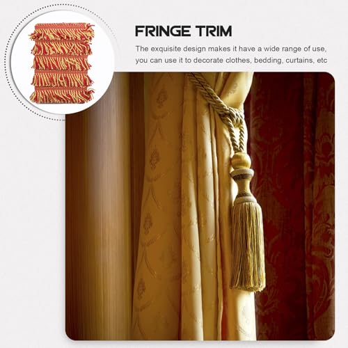 Bordure à franges robuste en polyester or et rouge pour décorer vos canapés - 3