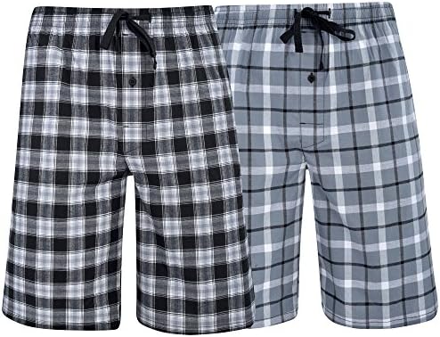 Hanes Men's Big Men's Woven Stretch Pajama Shorts 2 Pack Grey Black X-Large