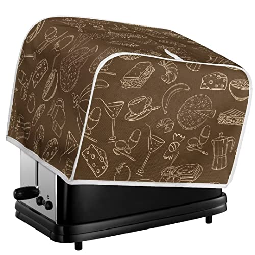 Dolyues Toster Cover Dustproof Brown Food Pattern Lightweight Easy To Storage With Handles for Women Men Size S