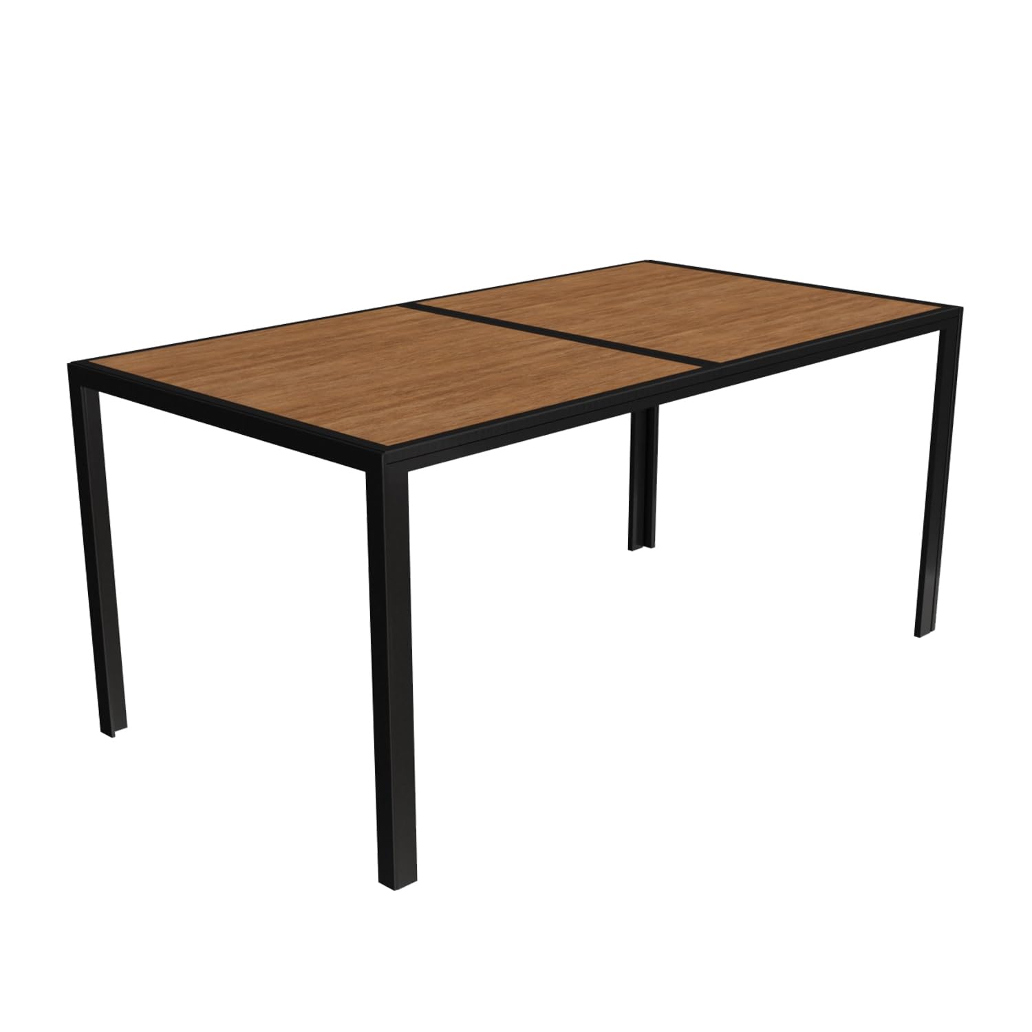 Mojawo 7tlg Outdoormöbel Set Gartenmöbel Gartengarnitur Holzoptik Gartentisch Nonwood 150 x 80cm + 6 Sessel Schwarz