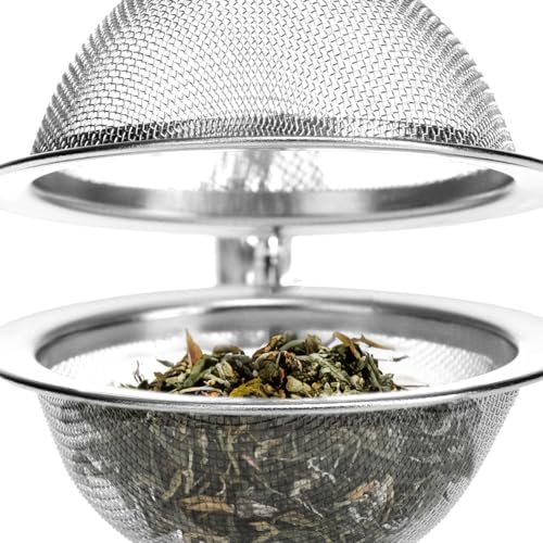 Wilhelm Sell® Teesieb aus rostfreiem Edelstahl - Tee-Ei in Kugelform - leicht zu reinigende Siebzange für losen Tee, Gewürze und Kräuter - feinmaschiger Teefilter (1 Stück)