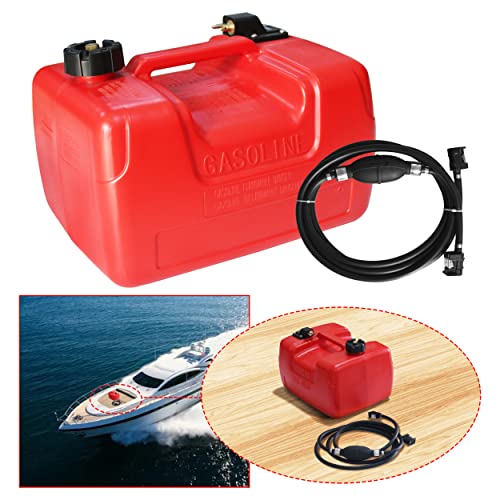 Lukyer Portable Boat Fuel Tank 12L 3 Gallon With Hose Connector，Compatible With Yamaha,Fit For Kayaks, Inflatables And Canoes ,For Marine Outboard Motor Fuel Tank（Red） #TOP5