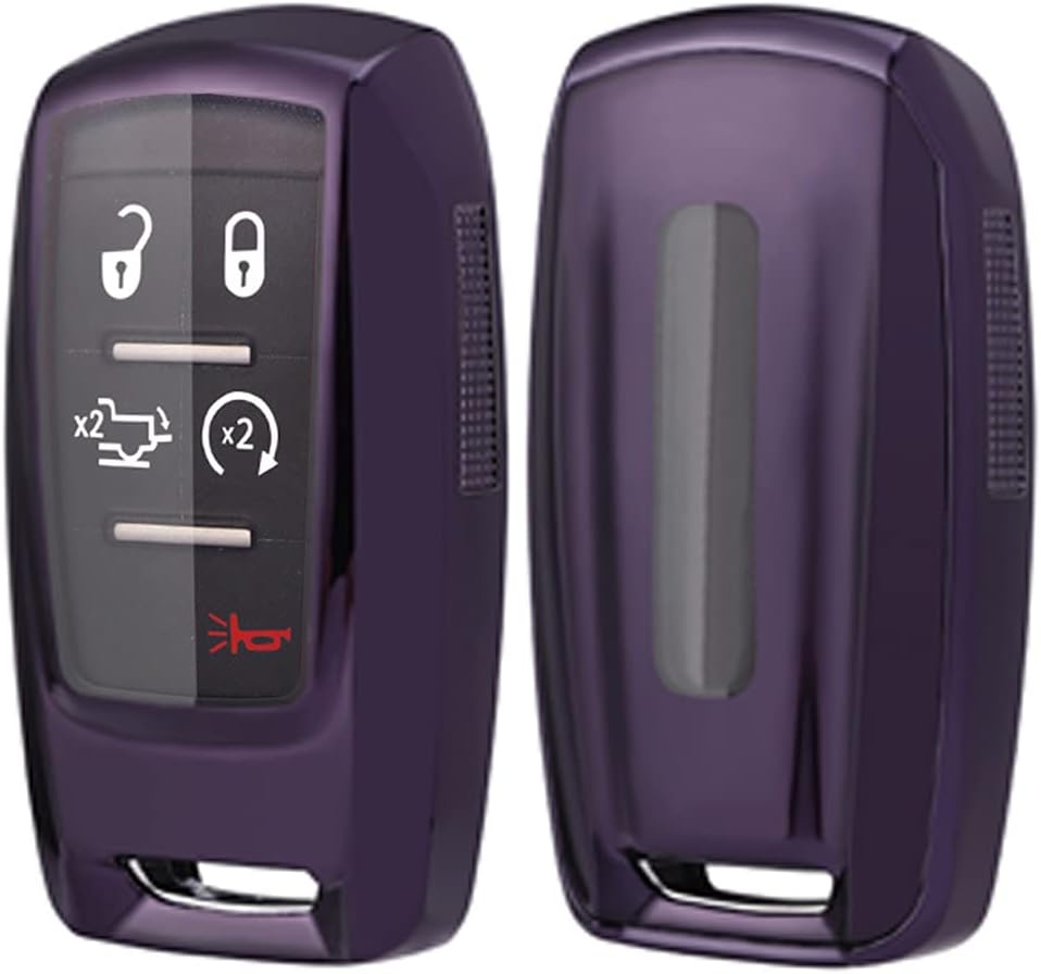 360 Degree TPU Protector Key Fob Cover Case fit for 2021 2020 2019 Dodge Ram 1500 2500 3500 Rubber Keyless Entry Key Fob OHT-4882056 (Purple)