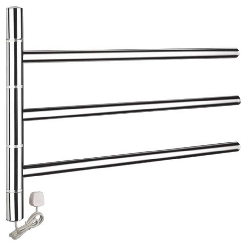 DSHUJC Rotatable Heated Towel rack Stainless Steel Ladder Style Towel Rail With 3 Heated Bars multi function design For bathroom kitchen etc