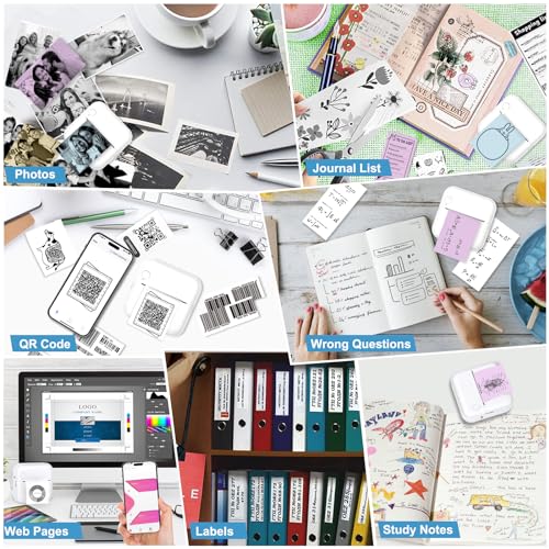 Image of Moremore Mini Sticker Printer Thermal Printer with 10 Rolls Papers and Stickers for Picture, Receipt, Notes, Lists, Label, Memo, Sticker Portable Printe for iOS&Android