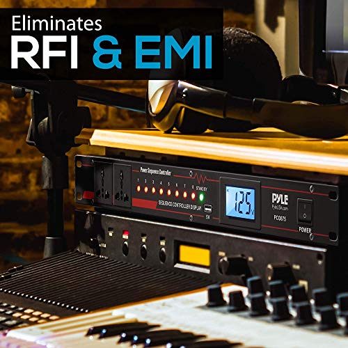 Pyle 10 Outlet Power Sequencer Conditioner - 13 Amp 2000W Rack Mount Pro Audio Digital Power Supply Controller Regulator W/Voltage Readout, Surge Protector, For Home Theater Stage/Studio Use - Pco875 #TOP6