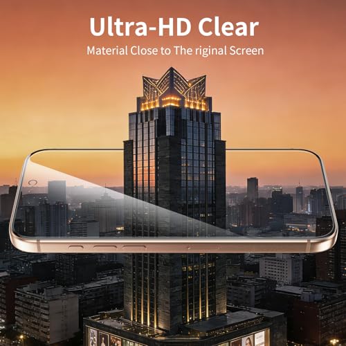 Image of 2 Pack for iPhone 16 Pro Screen Protector, 9H+ Hardness Tempered Glass Full Edge Coverage, Military-Grade Shatter Protection, HD Clear & Sensitive Touch, Easy Installation