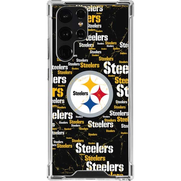 Skinit Clear Phone Case Compatible with Galaxy S23 Ultra - Officially Licensed NFL Pittsburgh Steelers Black Blast Design
