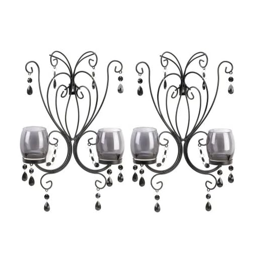 BanKhok 2 Black French Chic Chandelier Wall Sconce Shabby Candle Holder Pair